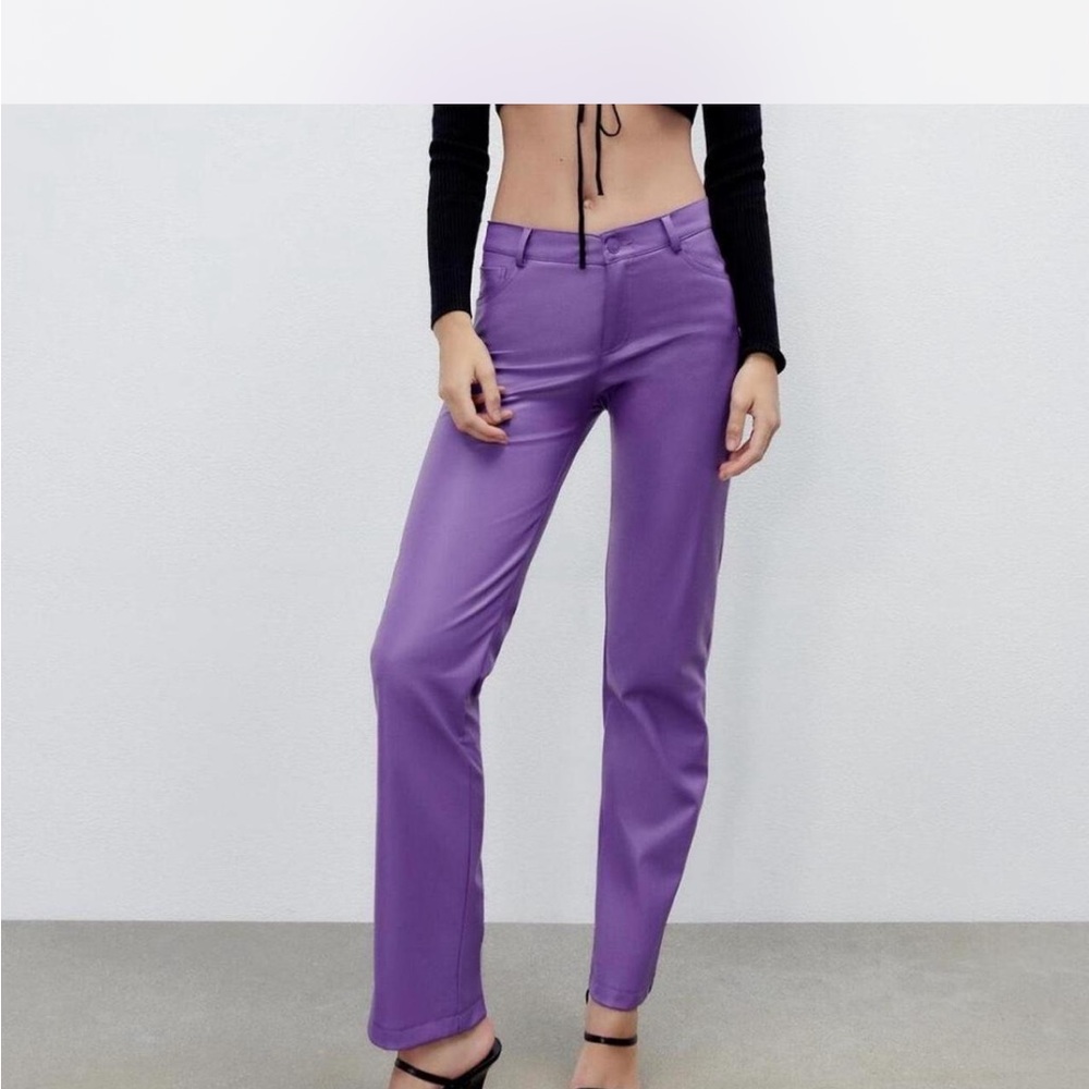 Purple Faux Leather Pants